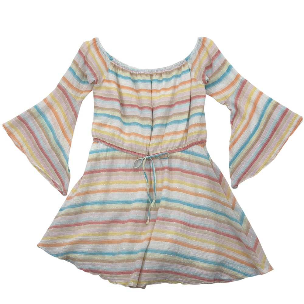 Lovers & Friends Stay Dress XL Spring Rainbow Mini Off the Shoulder Summer Cute